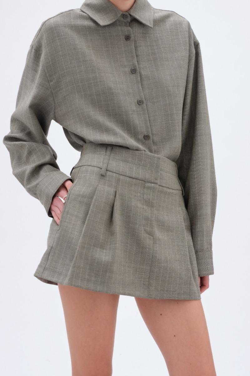 Remain Birger Christensen Double Waistband Skirt Dusty Green