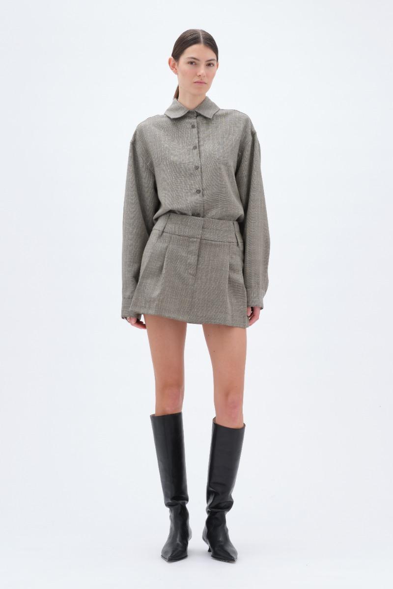 remain birger christensen Double Waistband Skirt Dusty Green