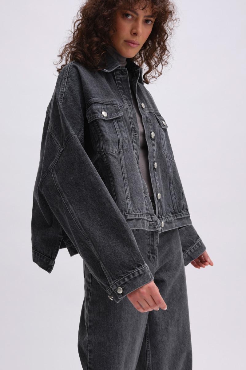 Remain Birger Christensen Drapy Back Denim Jacket Dark Grey