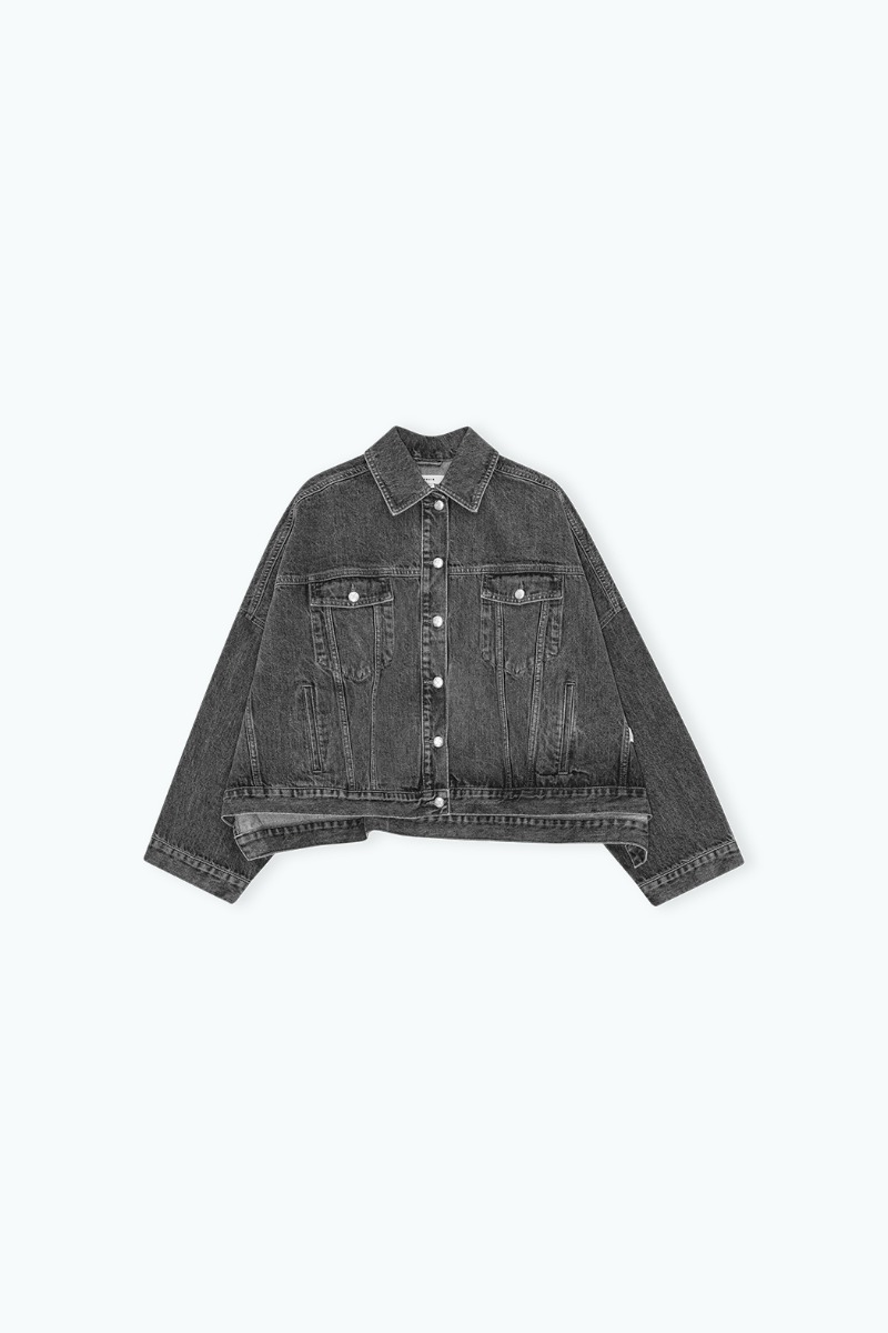 Remain Birger Christensen Drapy Back Denim Jacket Dark Grey
