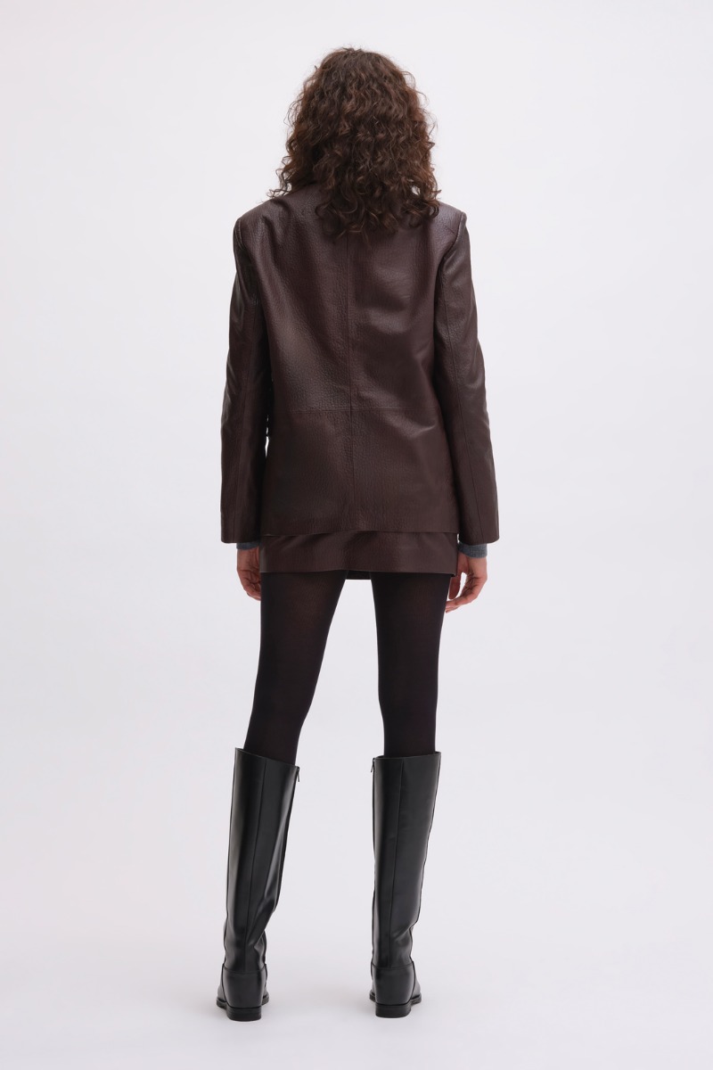 Remain Birger Christensen Heavy Leather Blazer Bordeaux