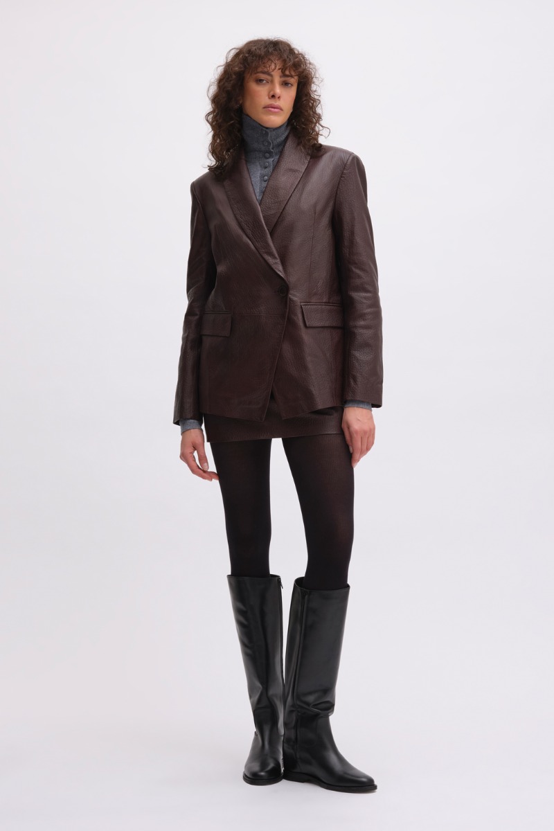 remain birger christensen Heavy Leather Blazer Bordeaux