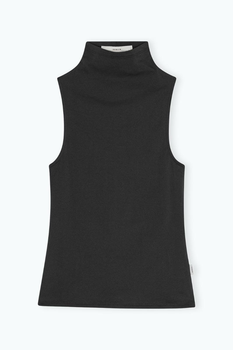 Remain Birger Christensen High Neck Jersey Top Black