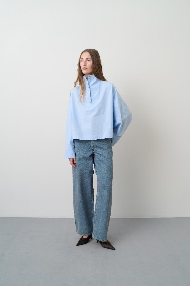 remain birger christensen High Neck Shirt Light Blue