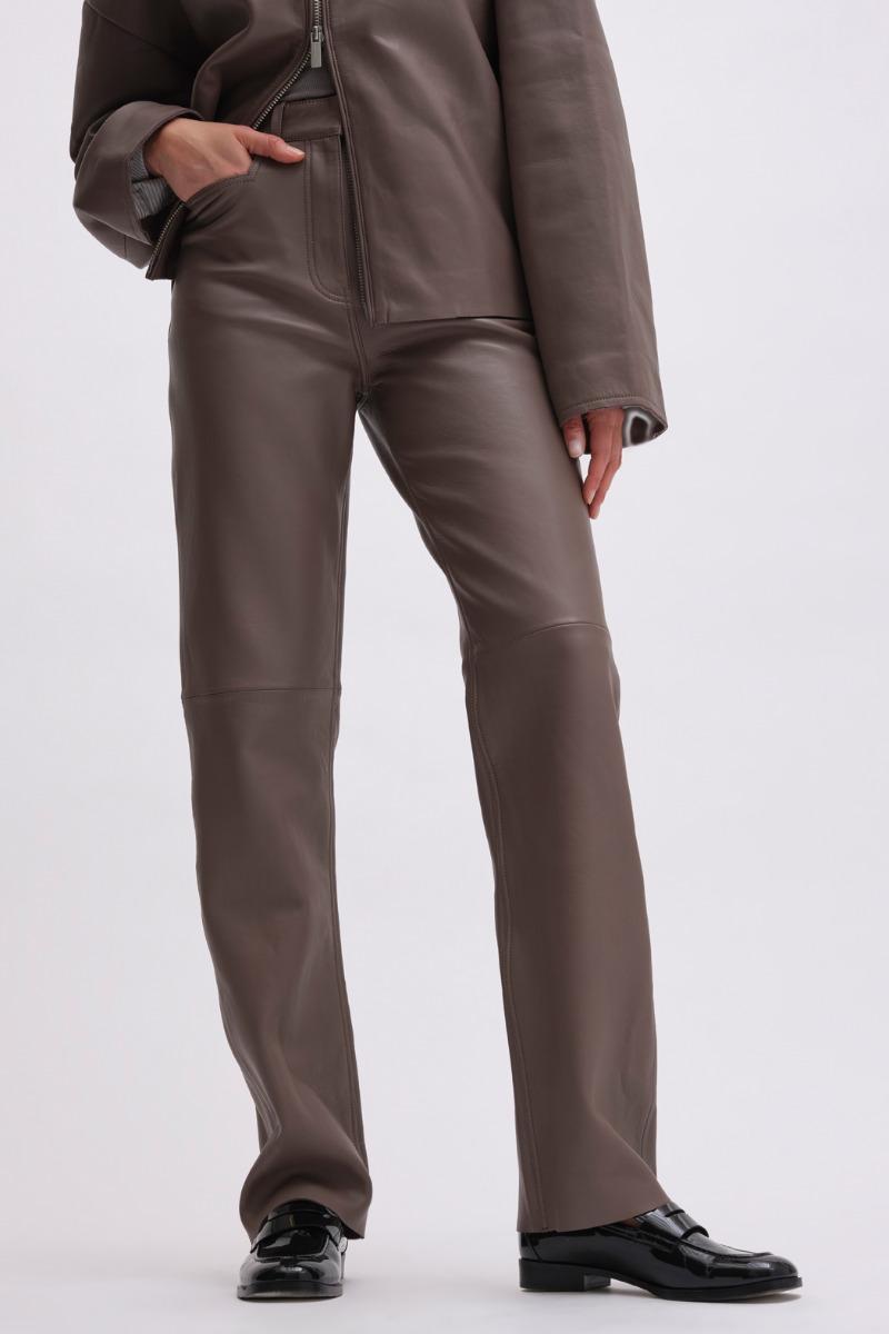 Remain Birger Christensen High Waist Leather Pants Brown