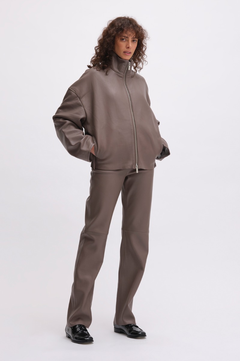 remain birger christensen High Waist Leather Pants Brown