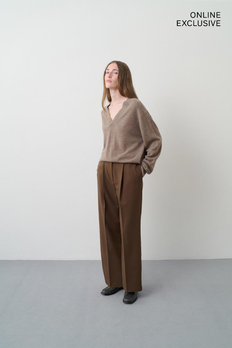remain birger christensen High Waist Wide Pants Brown
