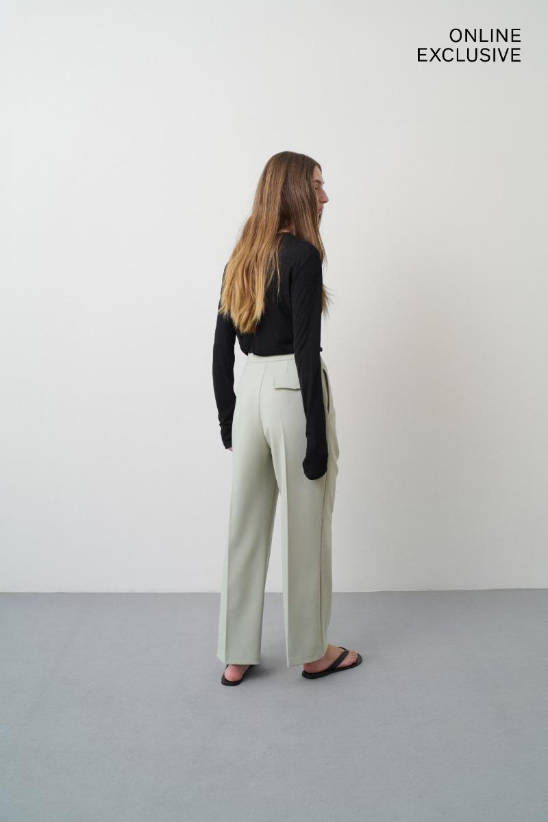 Remain Birger Christensen High Waist Wide Pants Mint Green