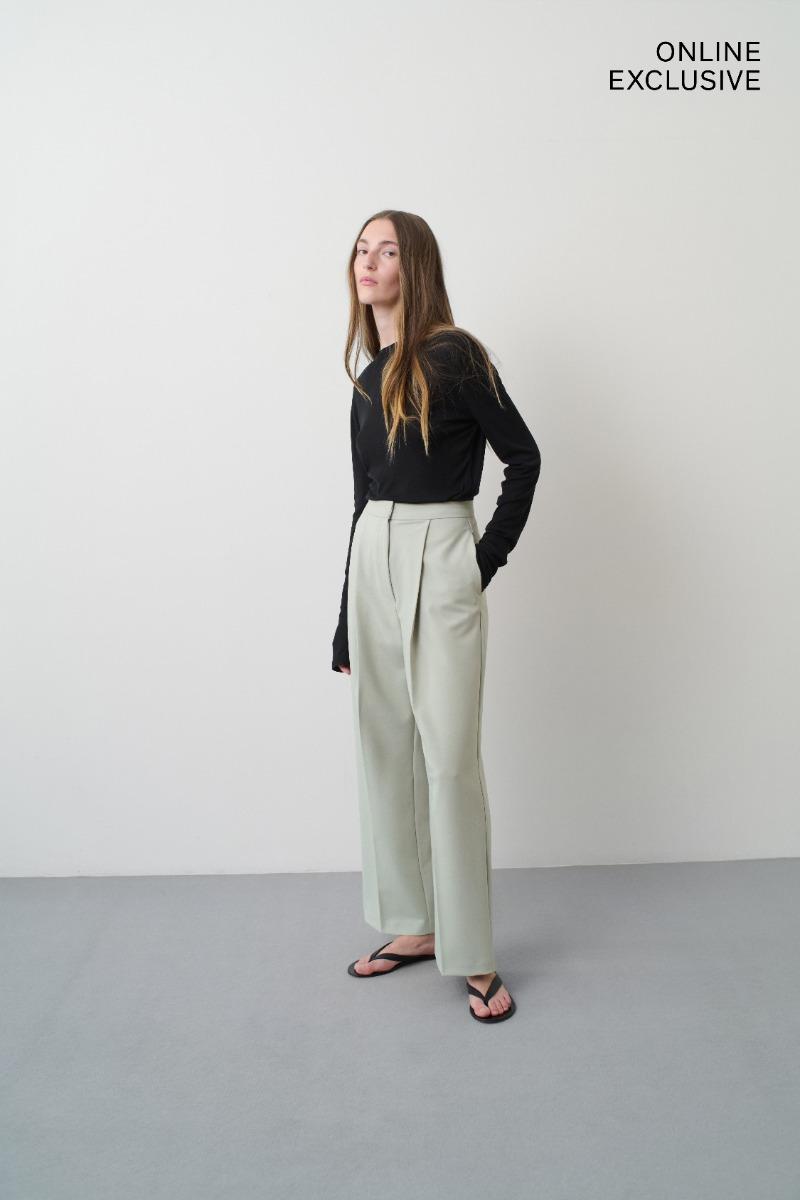 Remain Birger Christensen High Waist Wide Pants Mint Green