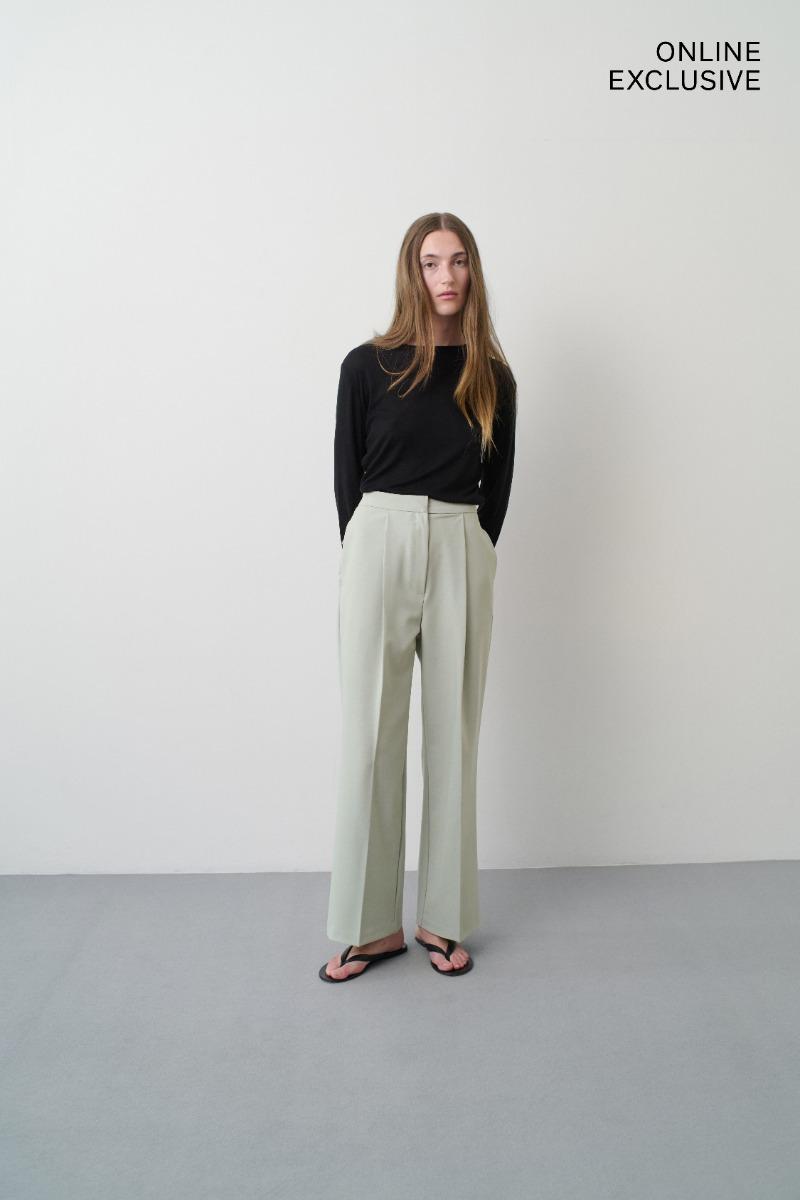 remain birger christensen High Waist Wide Pants Mint Green