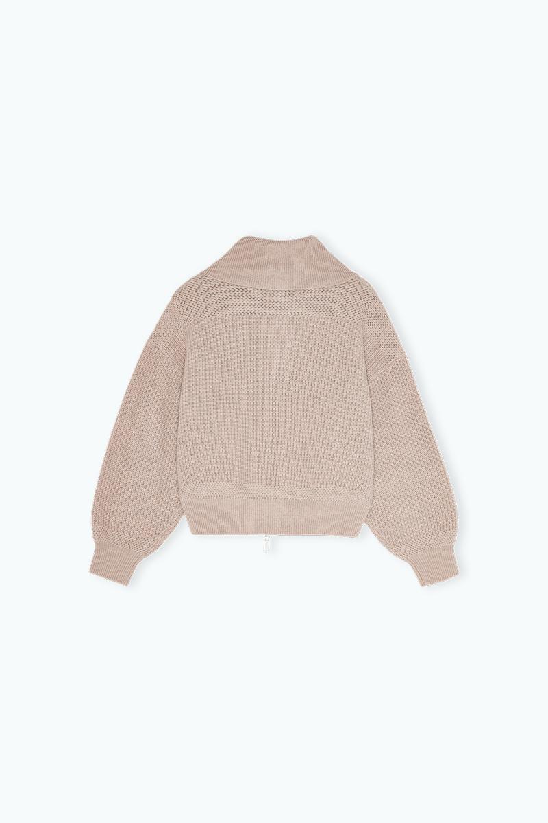 Remain Birger Christensen Knitted Cropped Bomber Beige