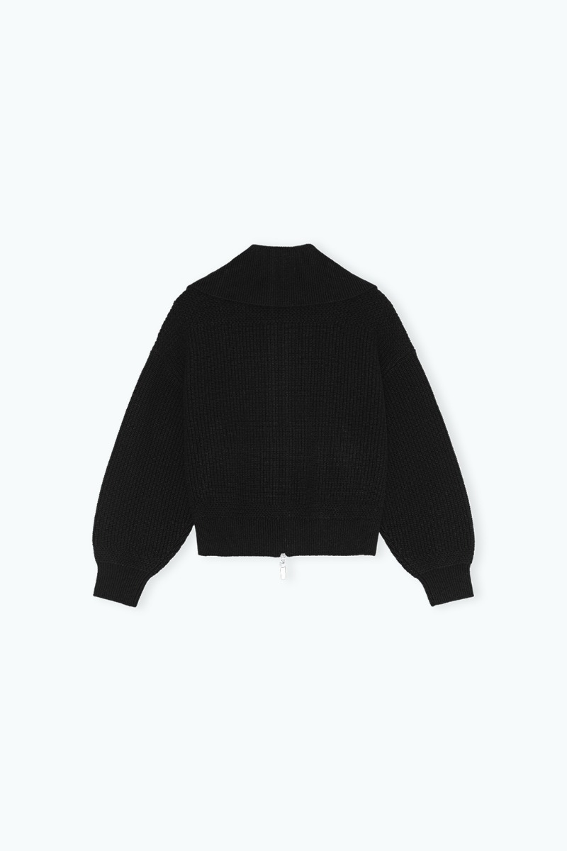 Remain Birger Christensen Knitted Cropped Bomber Black