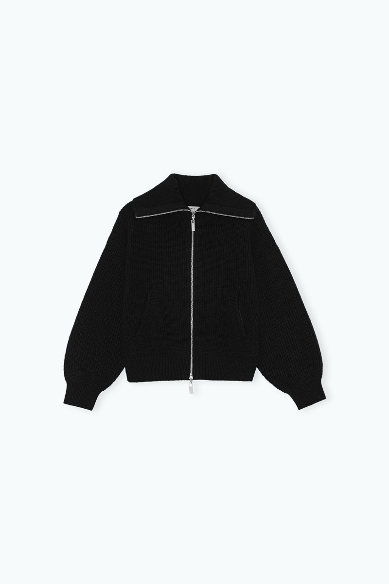 remain birger christensen Knitted Cropped Bomber Black