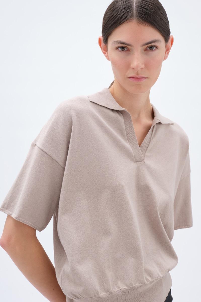 Remain Birger Christensen Knitted Polo Tshirt Beige