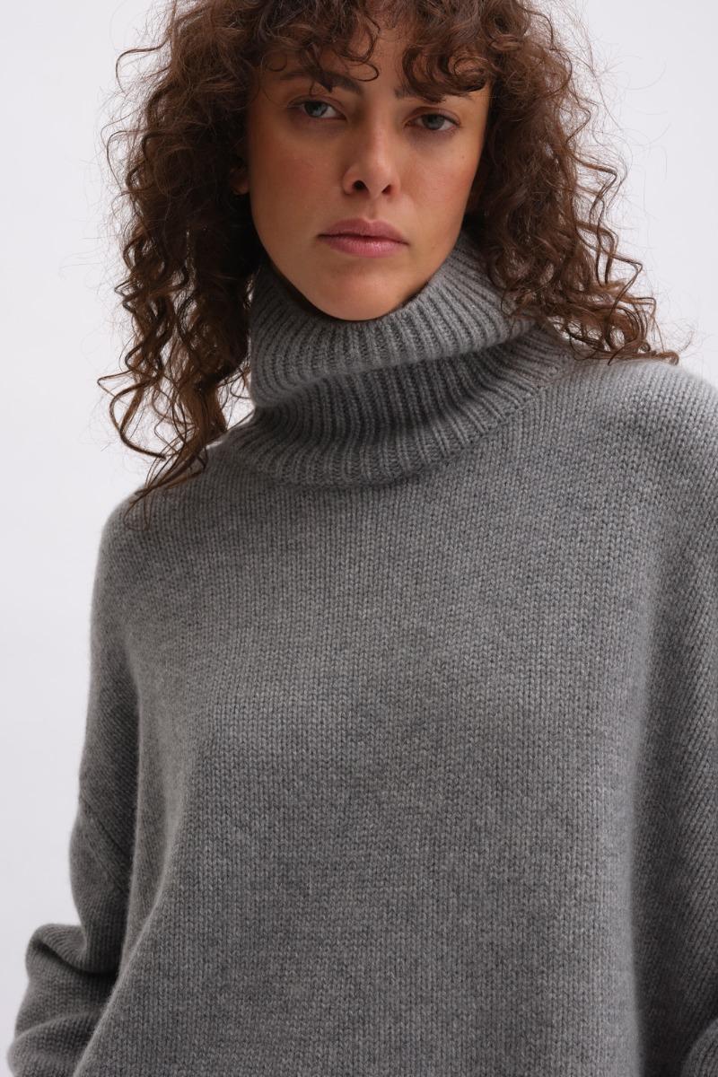 Remain Birger Christensen Knitted Turtleneck Grey Melange
