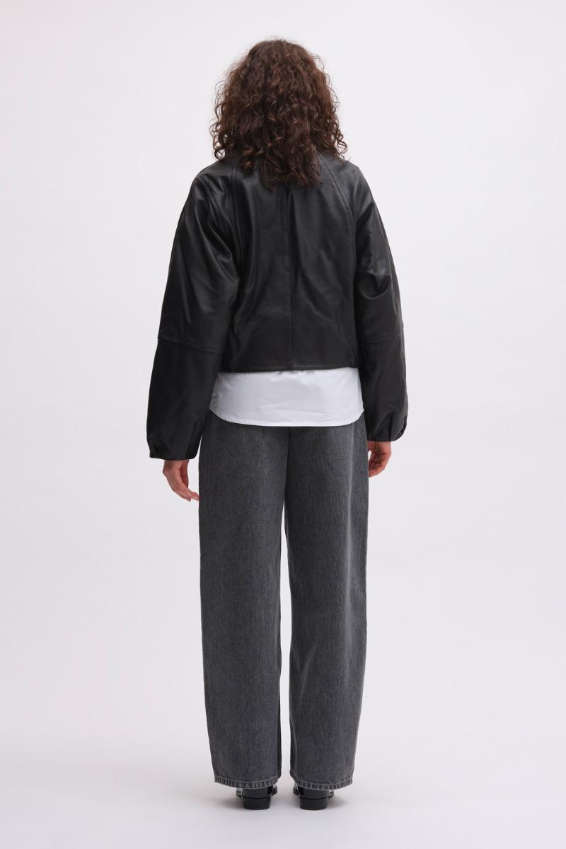 Remain Birger Christensen Leather Bomber Jacket Black