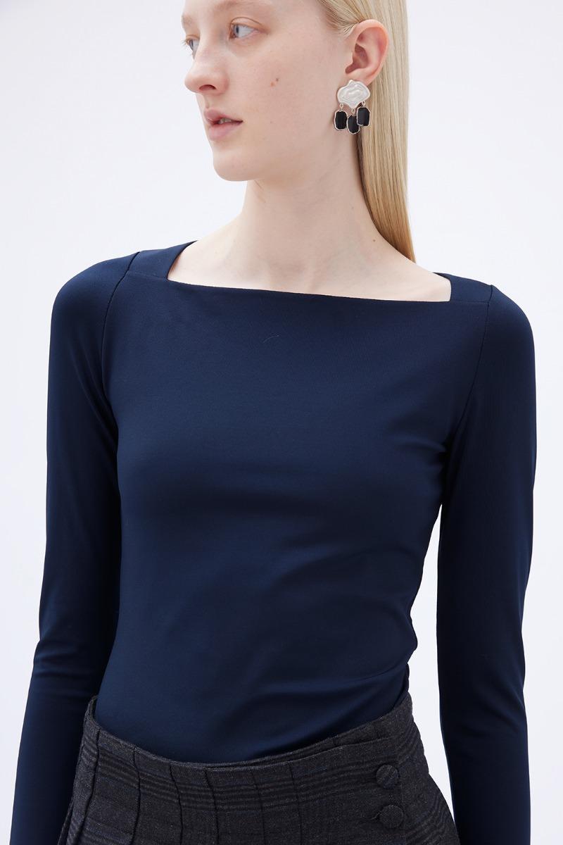 Remain Birger Christensen Long Sleeve Jersey Top Dark Blue