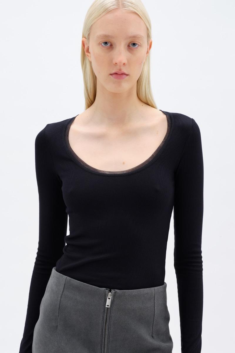 Remain Birger Christensen Long Sleeve Jersey Top Dark Grey