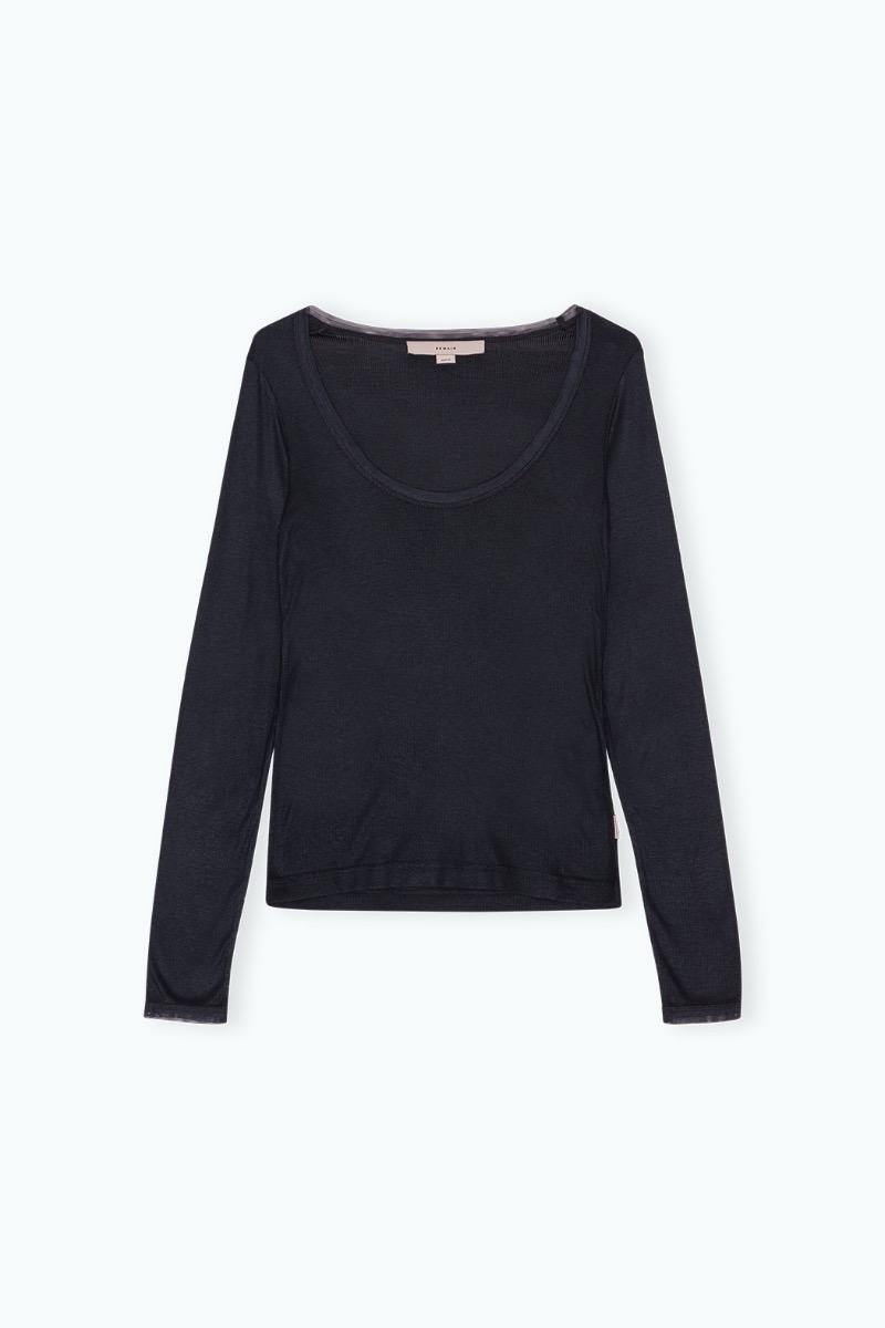Remain Birger Christensen Long Sleeve Jersey Top Dark Grey