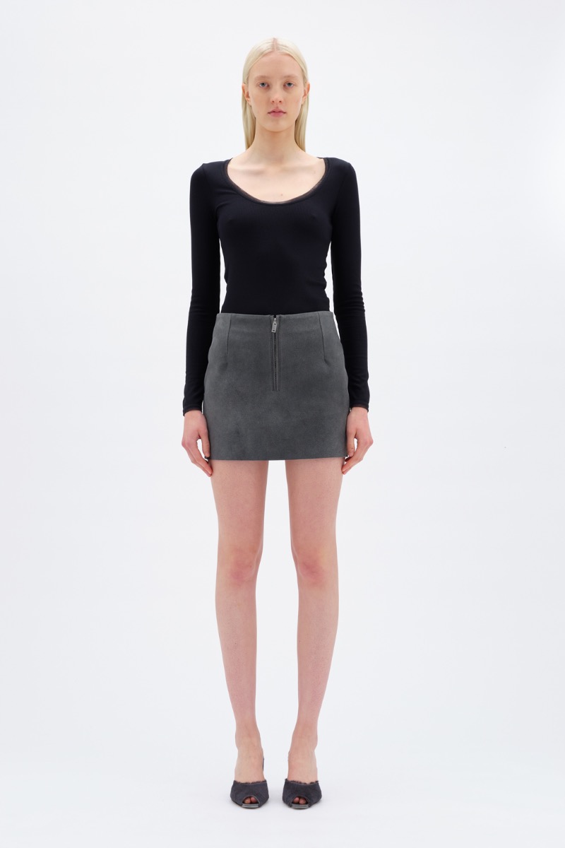 remain birger christensen Long Sleeve Jersey Top Dark Grey