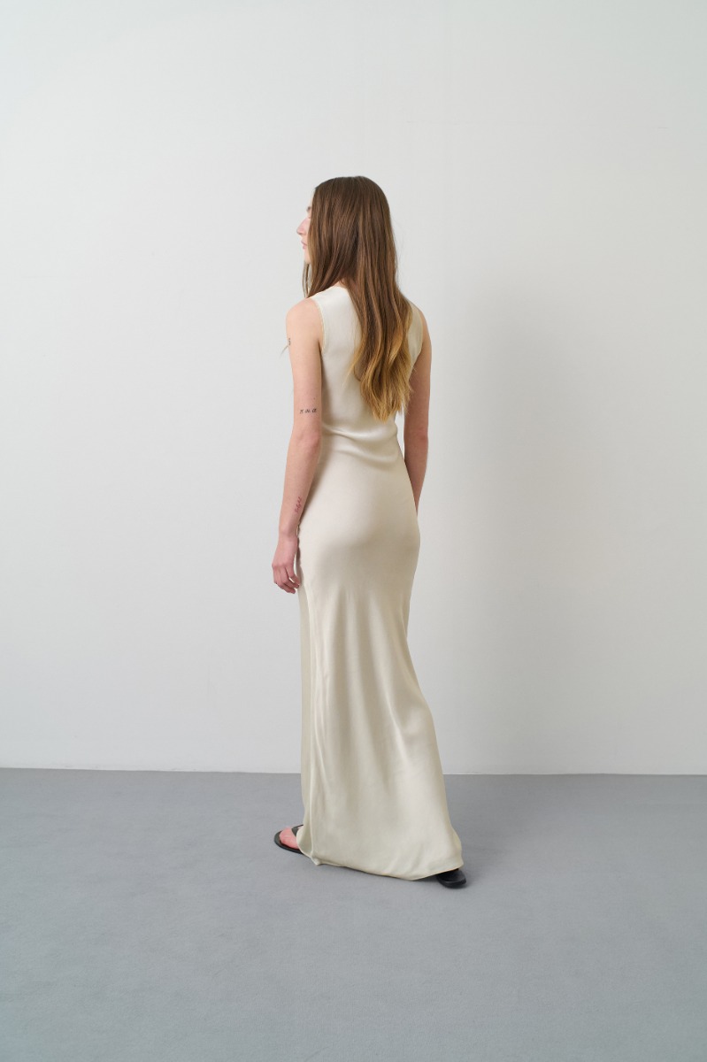 Remain Birger Christensen Maxi Bias Cut Dress Creme