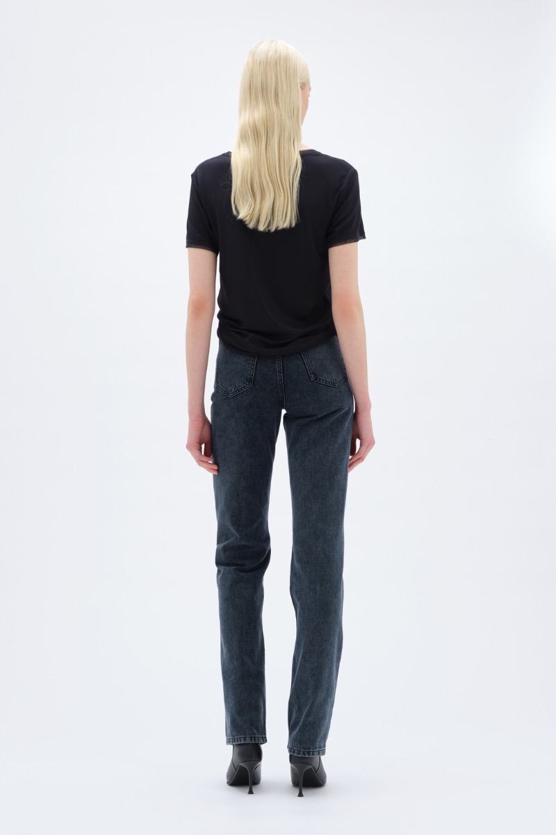 Remain Birger Christensen Mesh Trim Tshirt Dark Grey