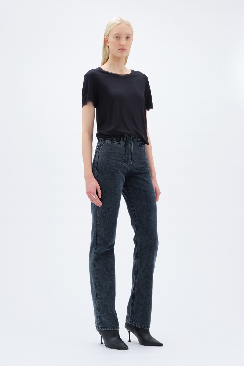 remain birger christensen Mesh Trim Tshirt Dark Grey