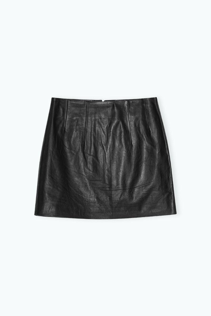 Remain Birger Christensen Mini Half Zip Leather Skirt