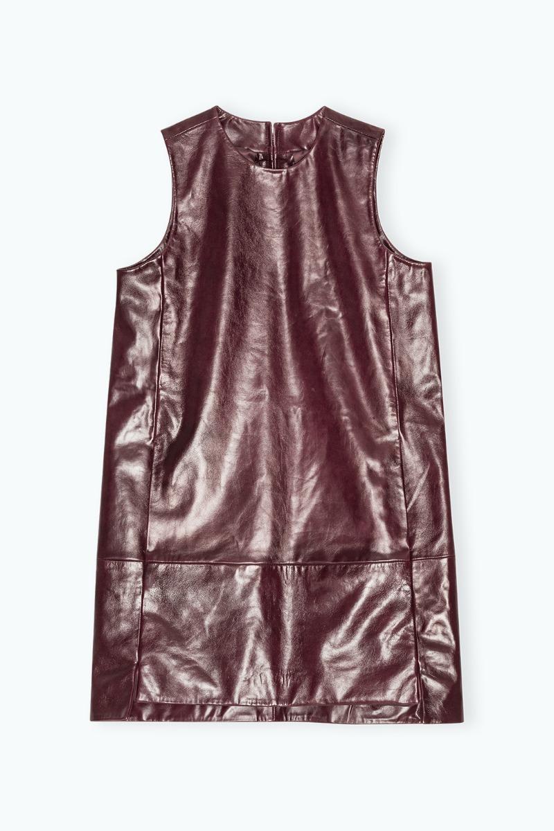 Remain Birger Christensen Mini Leather Dress Bordeaux