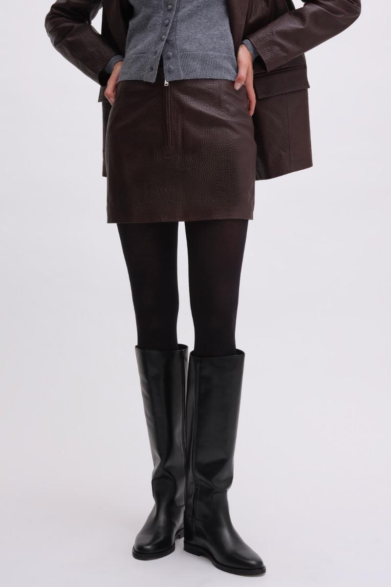 Remain Birger Christensen Mini Leather Skirt Bordeaux