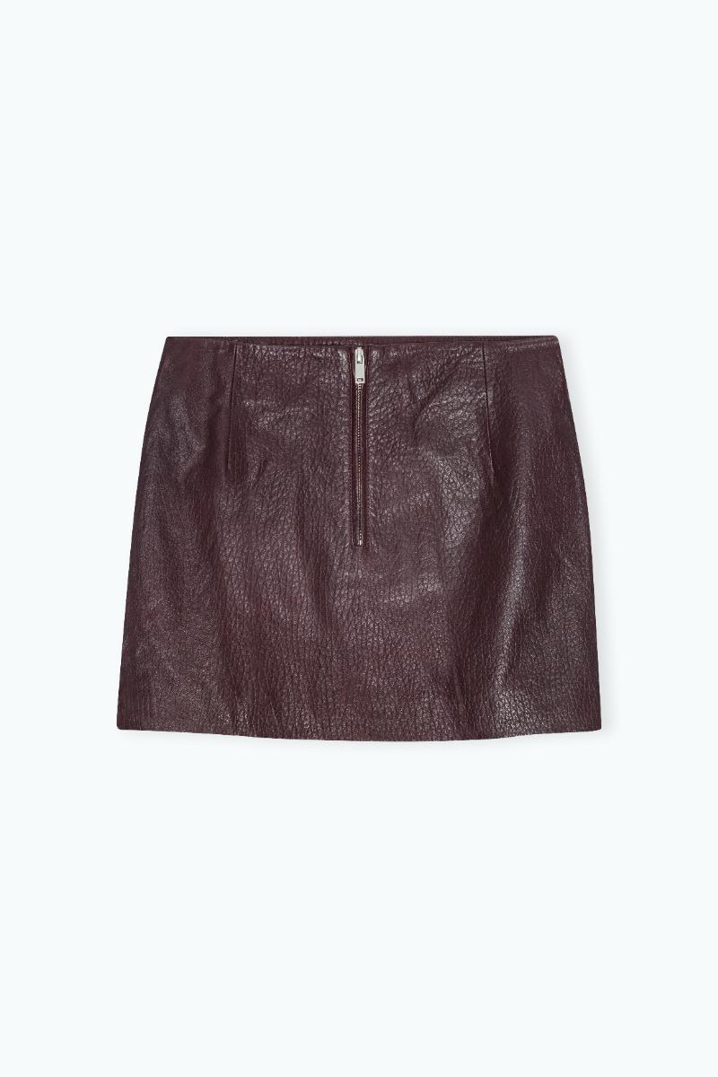 Remain Birger Christensen Mini Leather Skirt Bordeaux