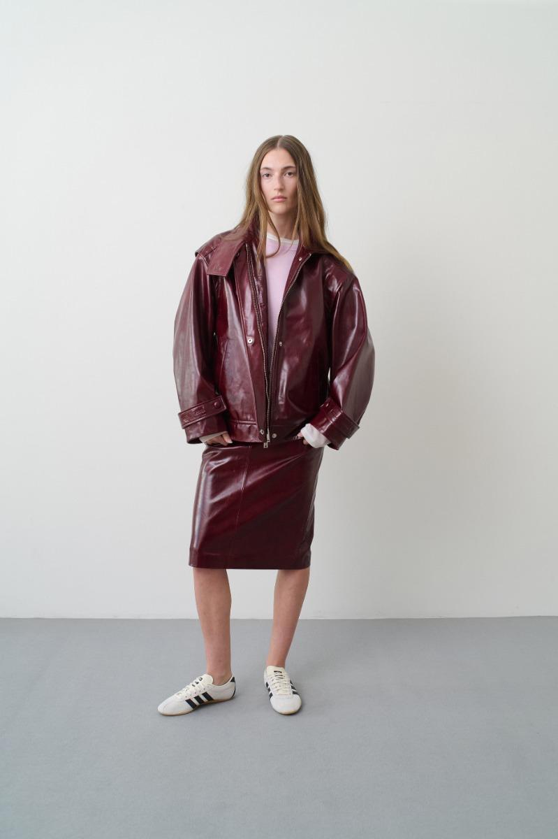 Remain Birger Christensen Oversize Leather Jacket Bordeaux