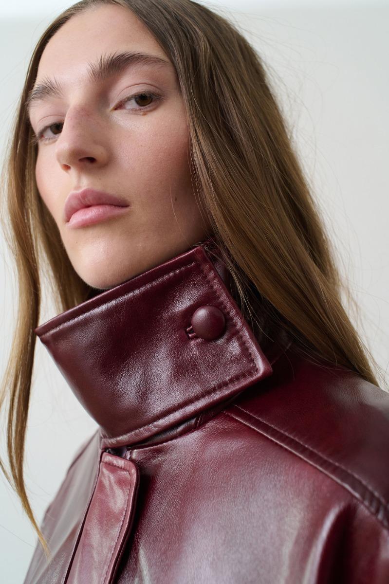 Remain Birger Christensen Oversize Leather Jacket Bordeaux