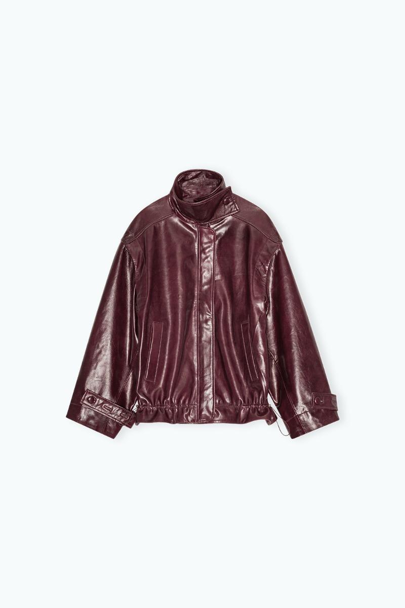 Remain Birger Christensen Oversize Leather Jacket Bordeaux