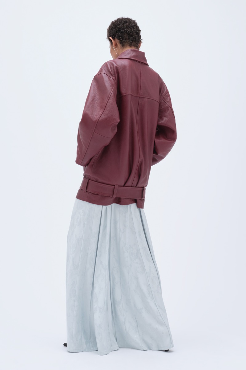 Remain Birger Christensen Oversize Leather Jacket Burgundy