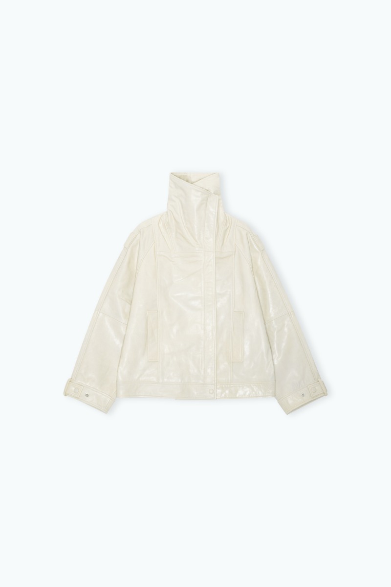 remain birger christensen Oversized Leather Jacket Creme