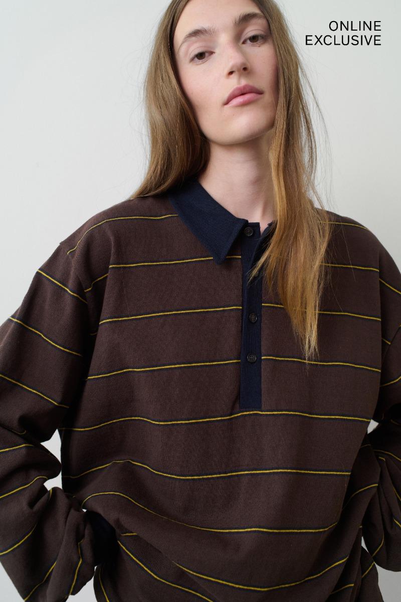 Remain Birger Christensen Oversized Polo T-Shirt Brown