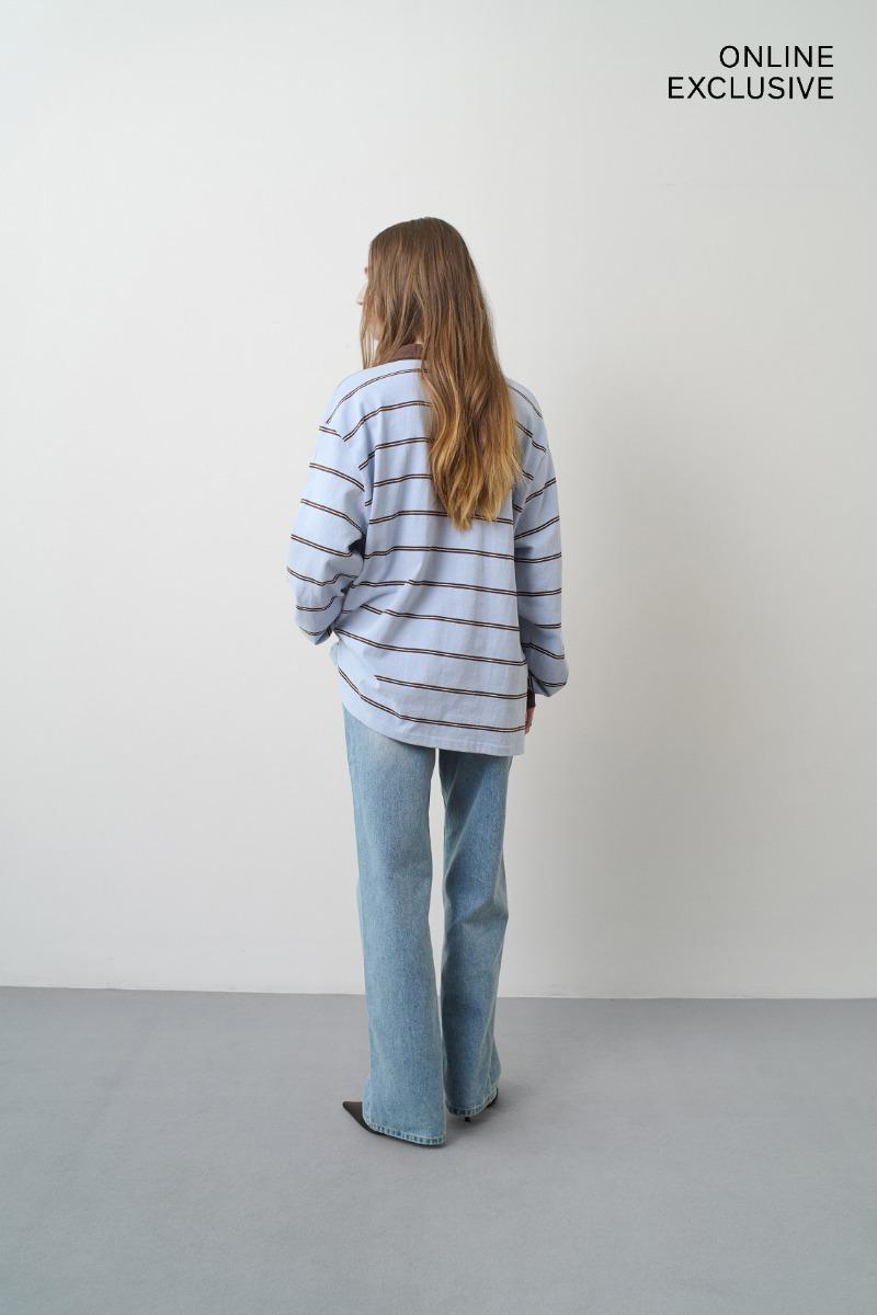 Remain Birger Christensen Oversized Polo T-Shirt Light Blue