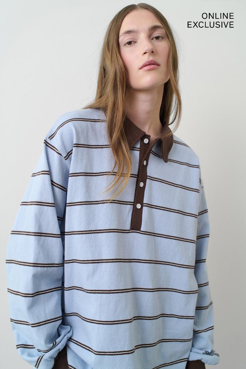 Remain Birger Christensen Oversized Polo T-Shirt Light Blue