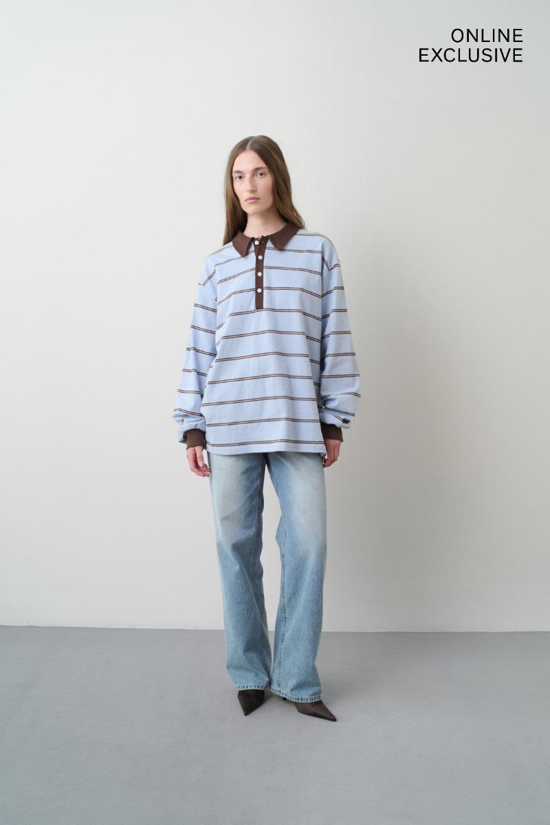 remain birger christensen Oversized Polo T-Shirt Light Blue