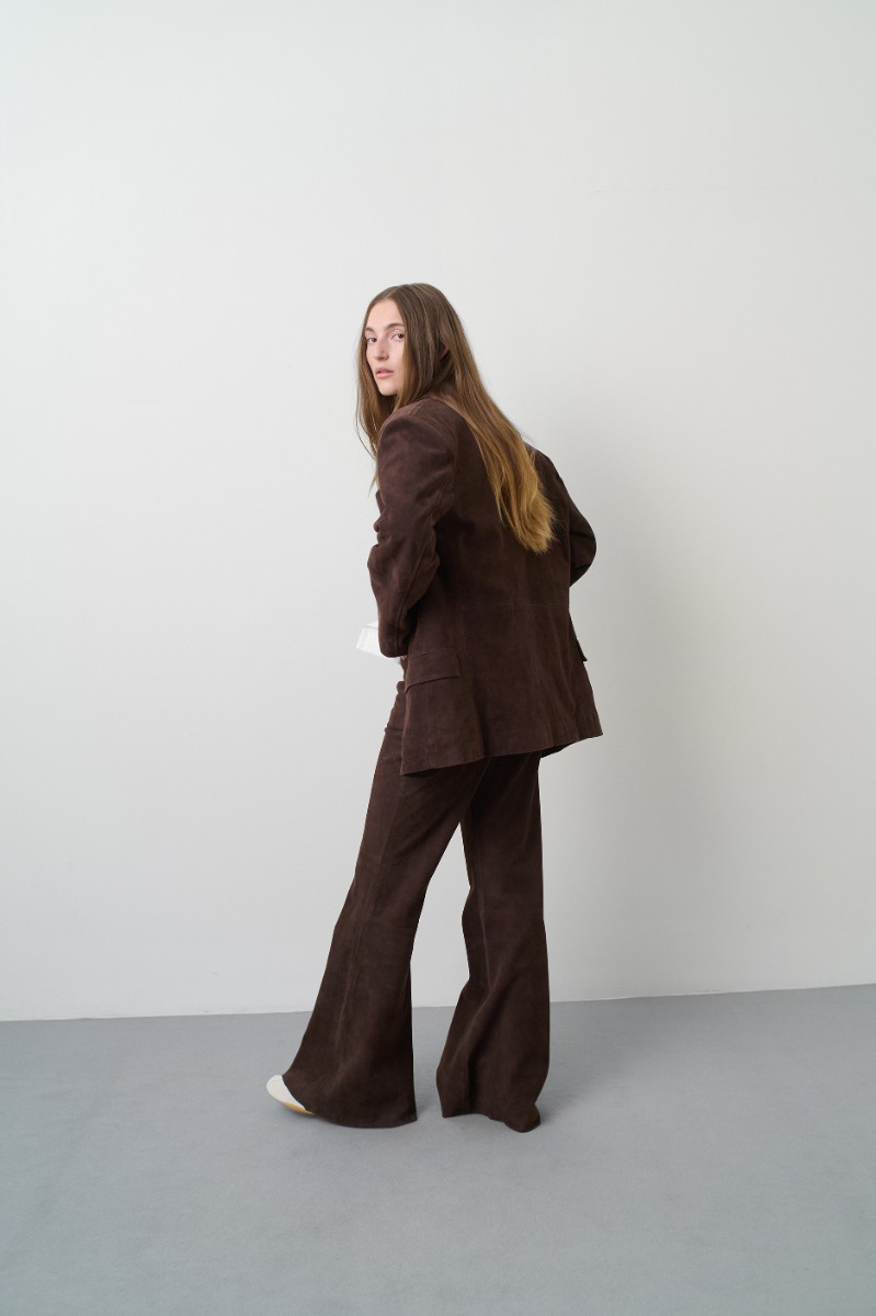 Remain Birger Christensen Oversized Suede Blazer Dark Brown