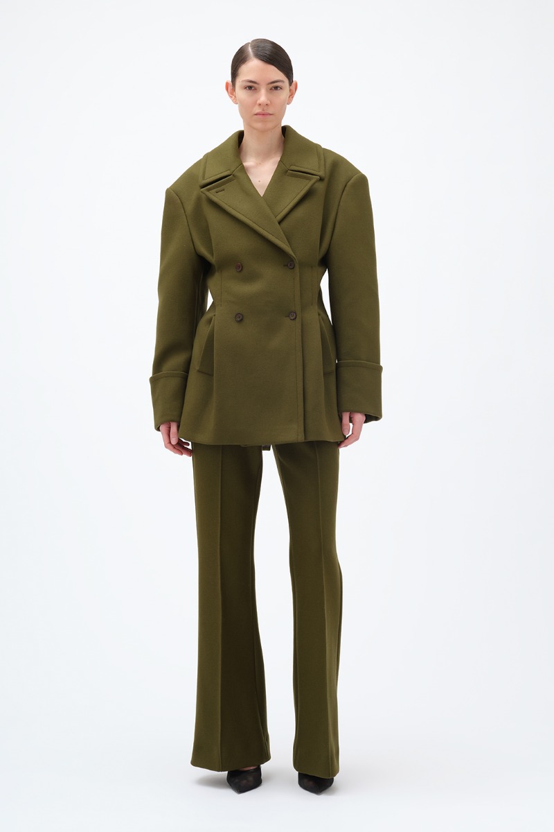 remain birger christensen Peacoat With Pleats Khaki Green