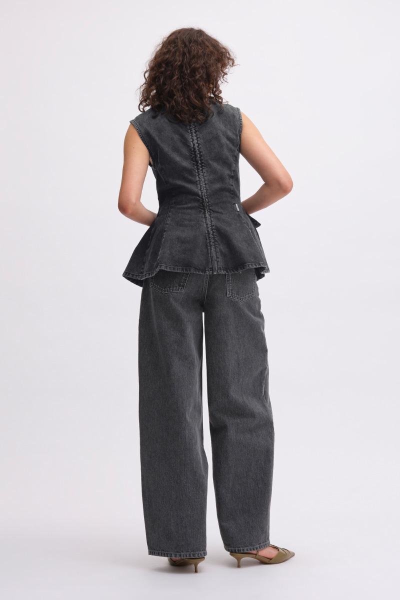 Remain Birger Christensen Peplum Denim Top Dark Grey