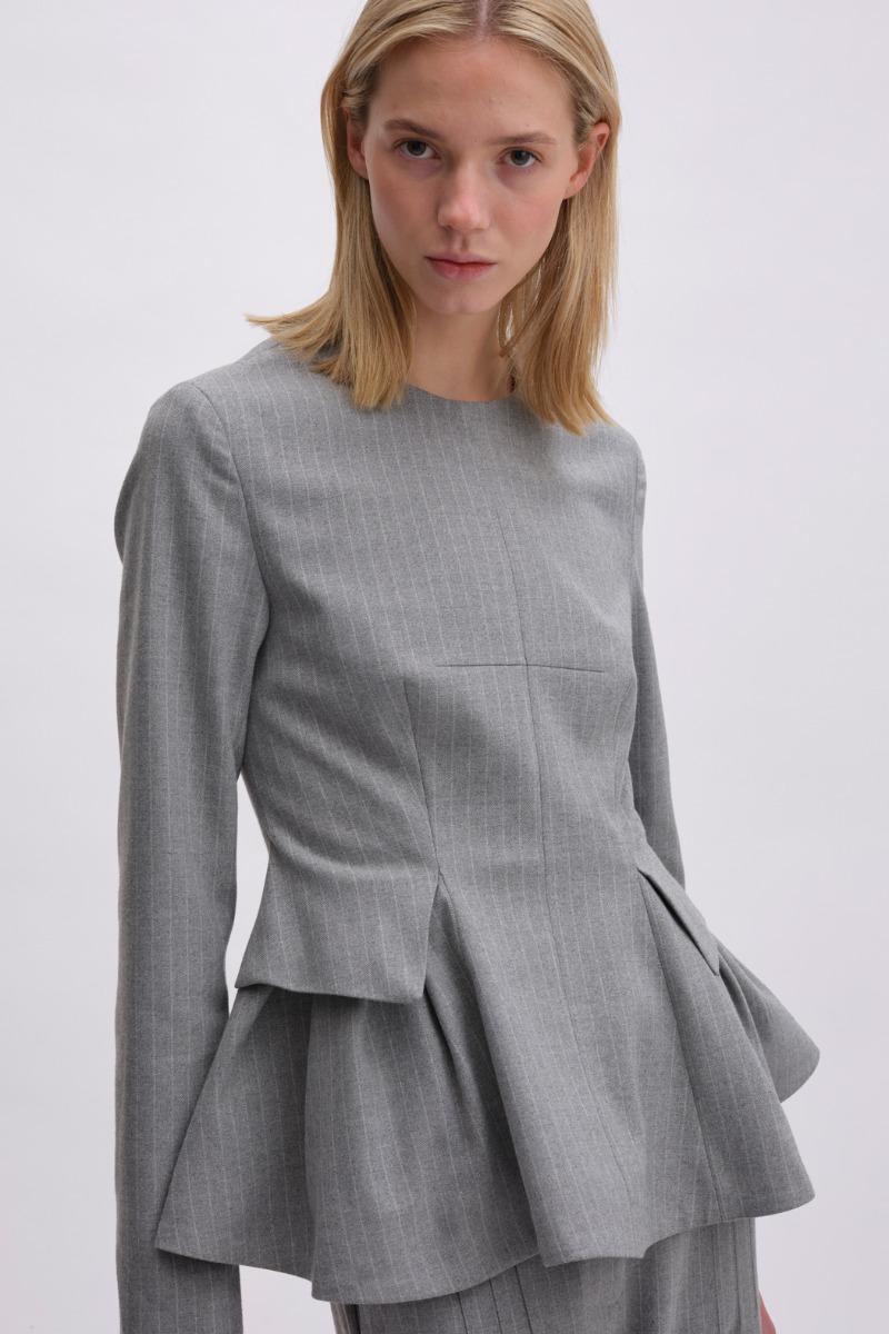 Remain Birger Christensen Peplum Top With Long Sleeves Grey