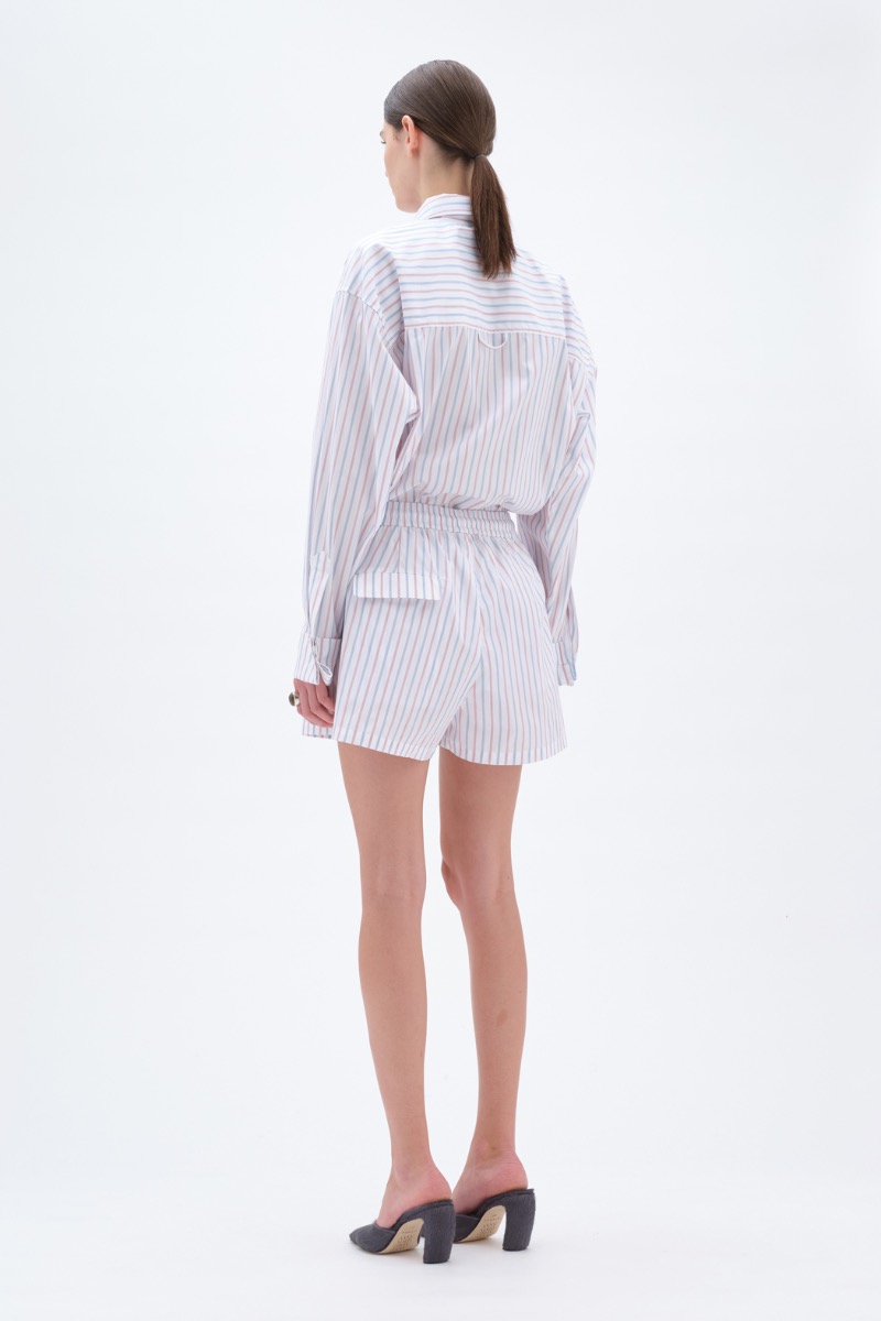 Remain Birger Christensen Poplin Shorts Striped White