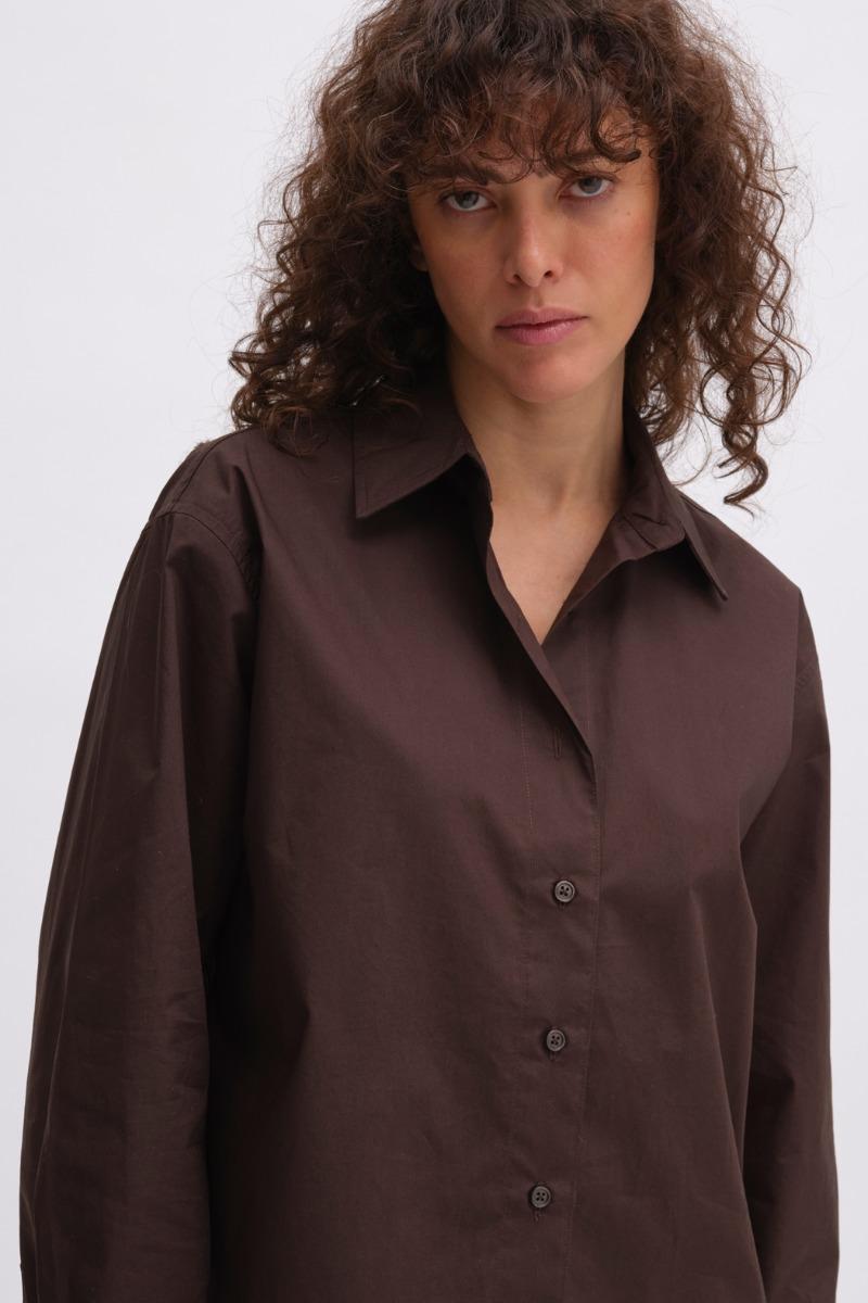 Remain Birger Christensen Boxy Shirt Dark Brown