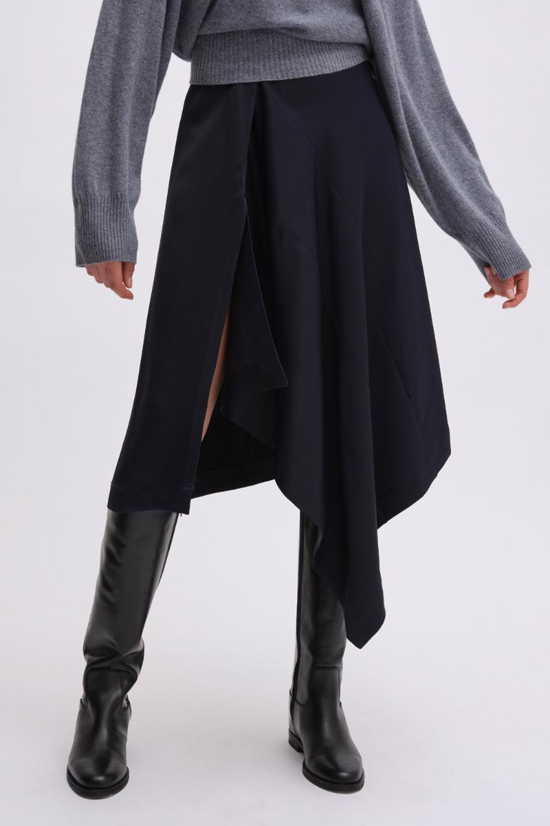 Remain Birger Christensen Draped Skirt Dark Blue