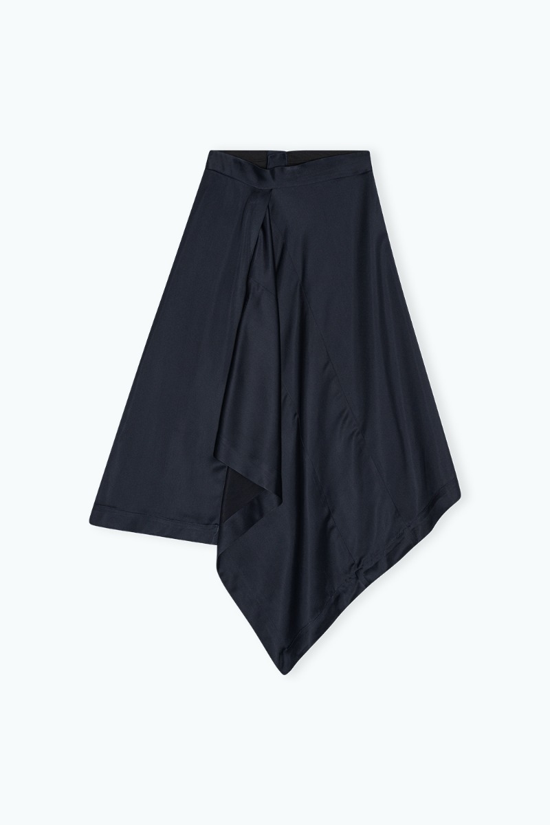 Remain Birger Christensen Draped Skirt Dark Blue