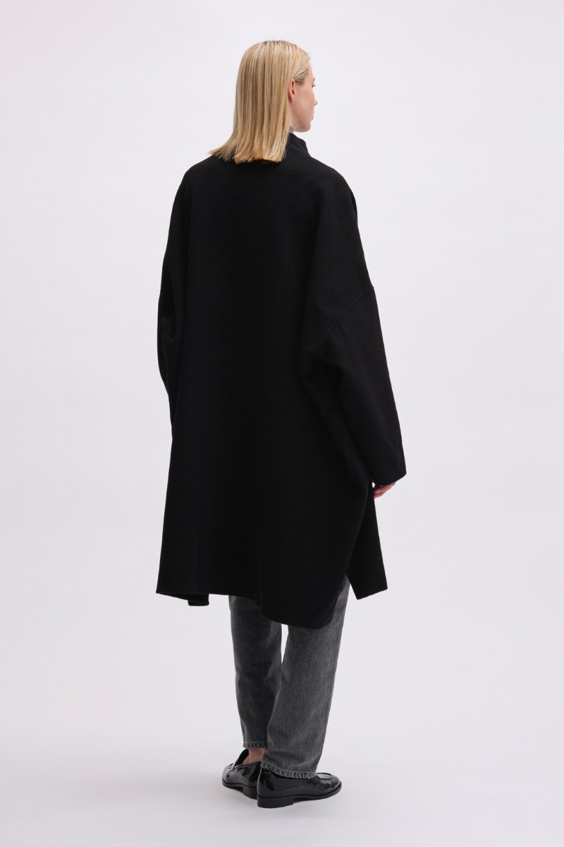 Remain Birger Christensen Drapy Wool Coat Black