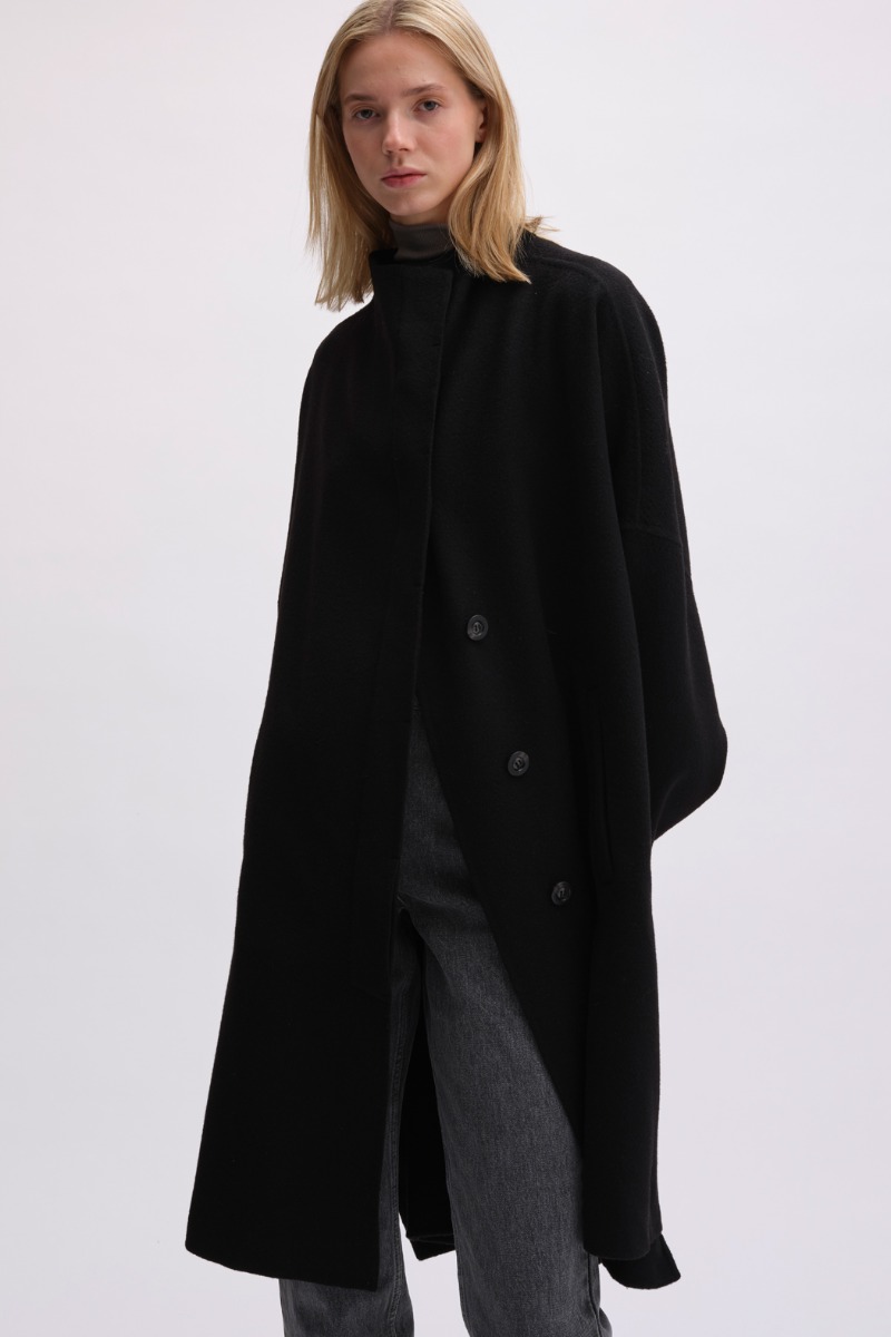 Remain Birger Christensen Drapy Wool Coat Black